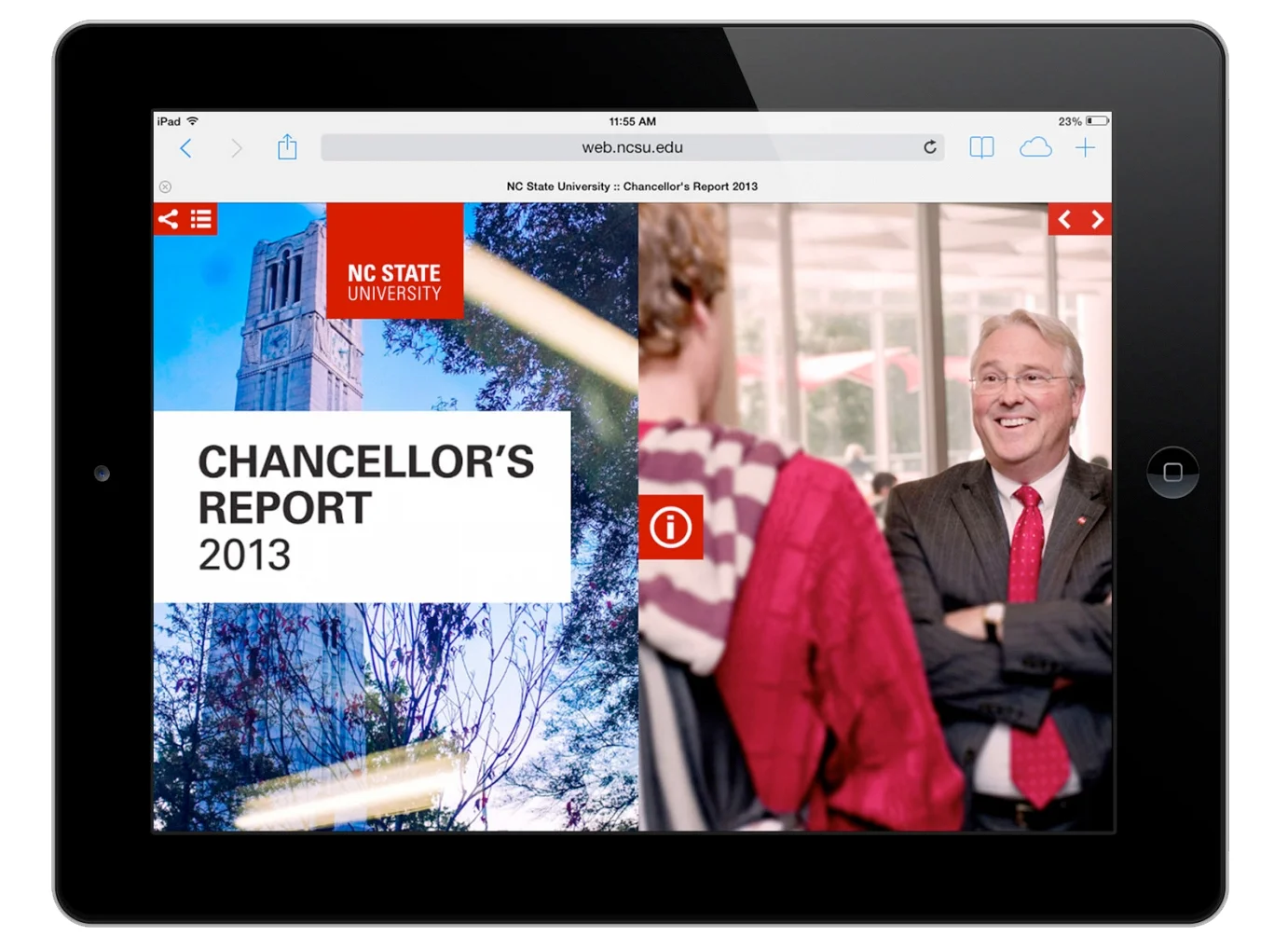The unusual horizontal navigation of the digital report displays especially well on tablet readers.