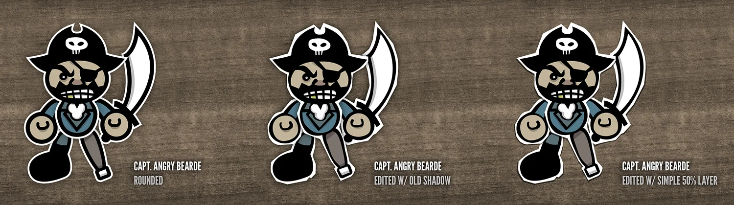 Various iterations of Angry Bearde with shadow tests.