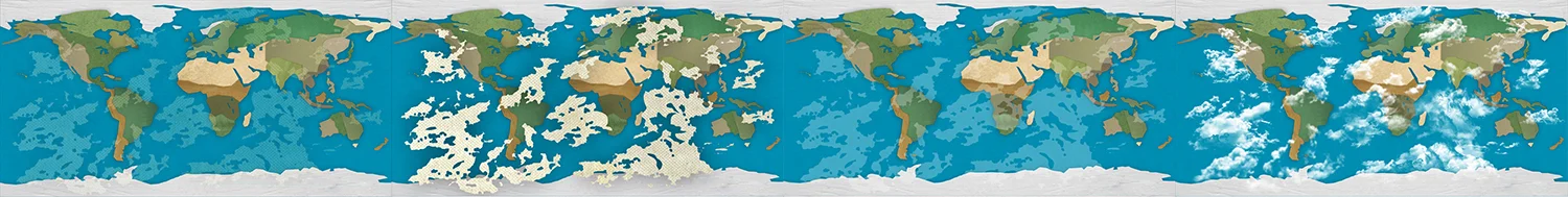 Examples in development of a world map that would track where all of the toons were being made around the planet.