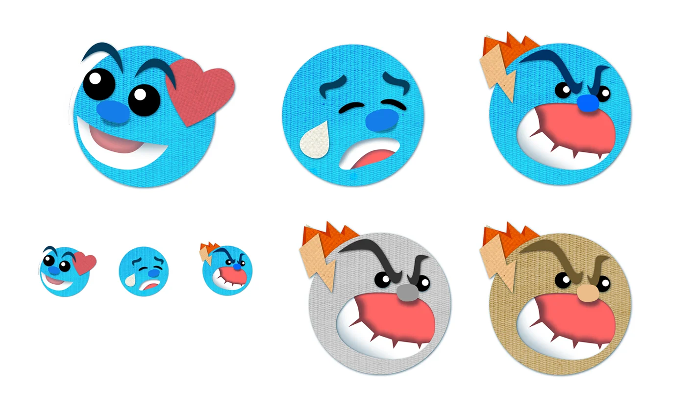 These guys are looking pretty good. Got a funny muppet feel to them. They have the texture of some of the backgrounds and the emotions of some of the playable characters