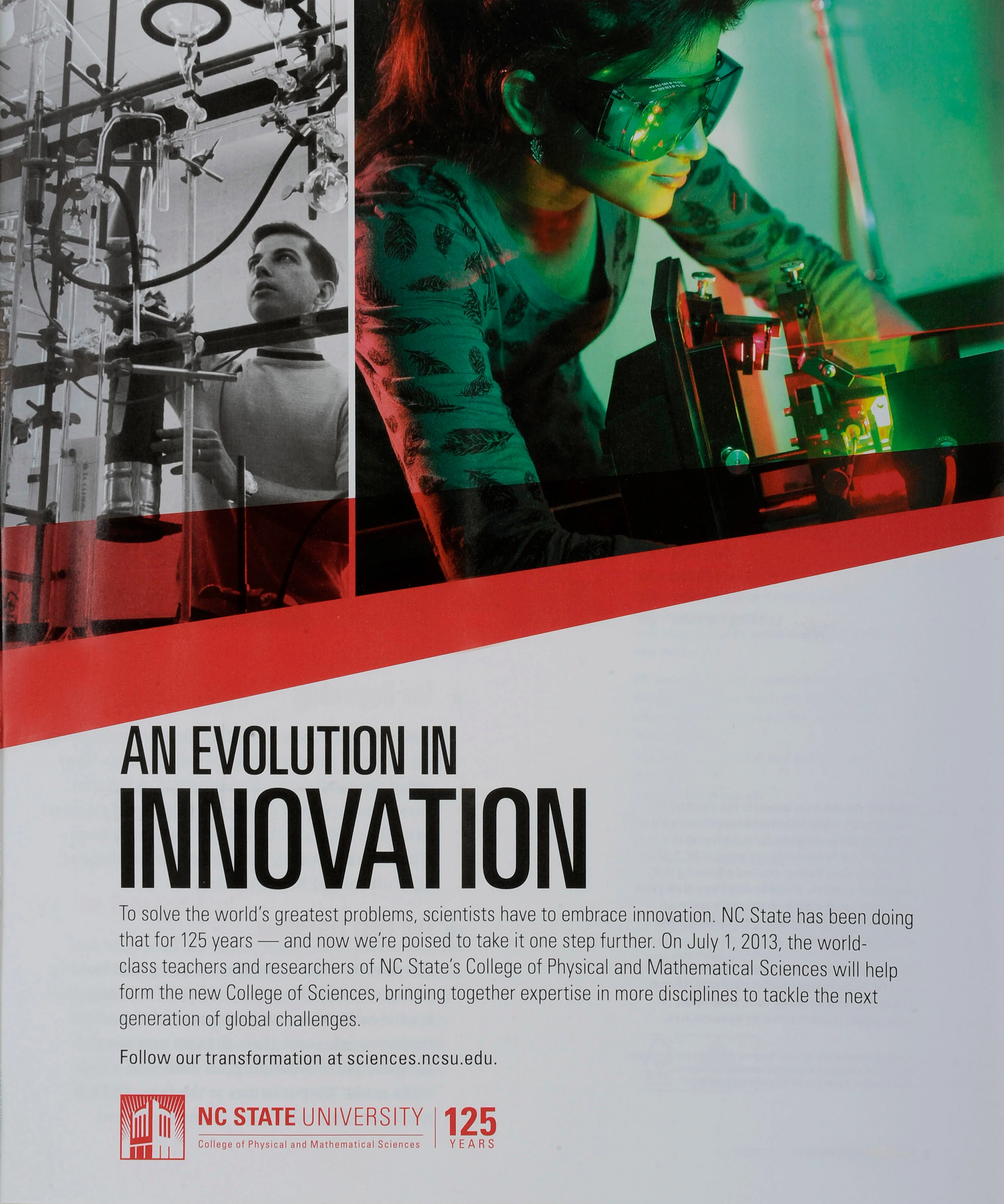 An example of a "Transformation" printed advertisement which appeared in the NC State Alumni Magazine.