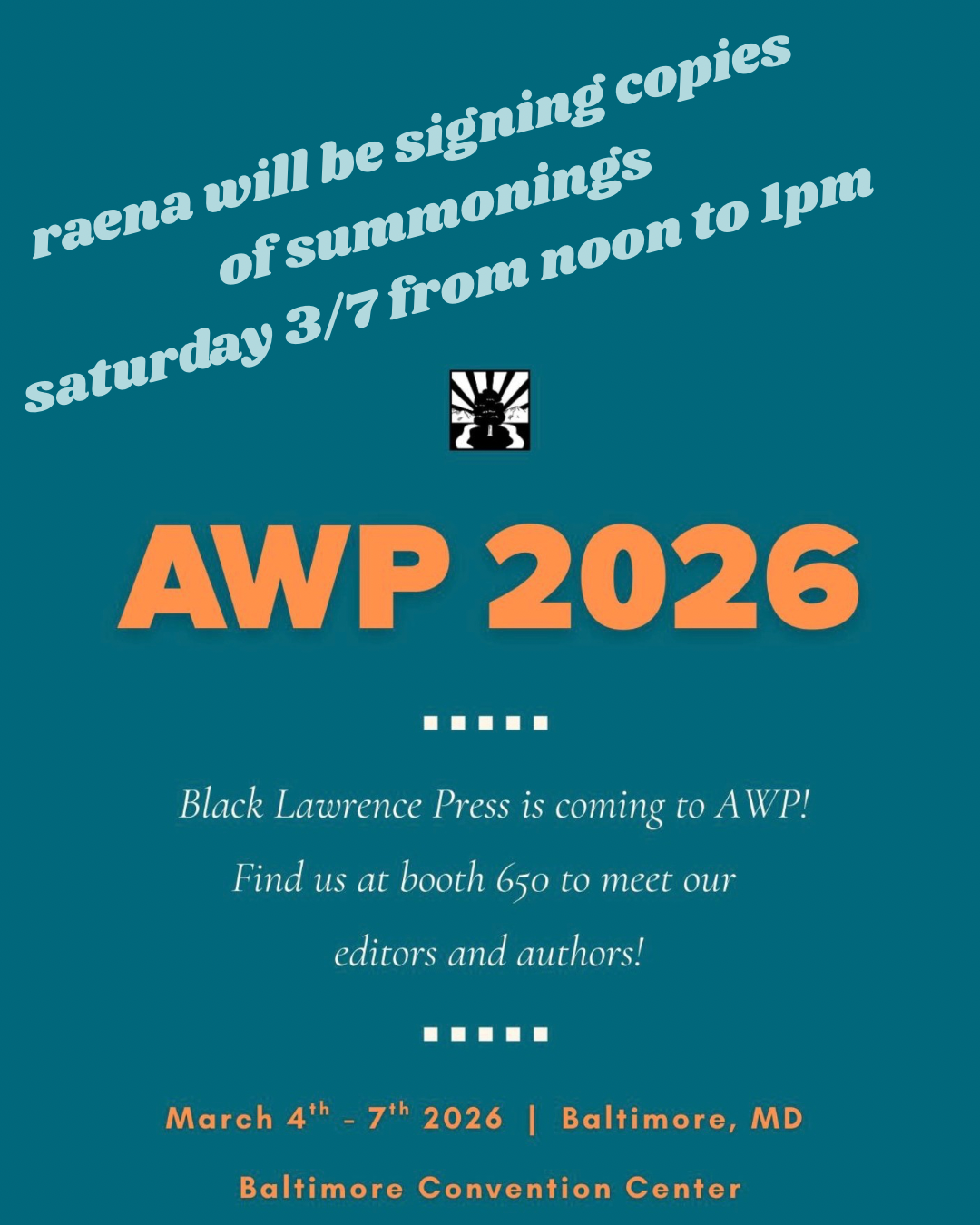 AWP '26: Book Signing @ Black Lawrence Press (Booth 650)