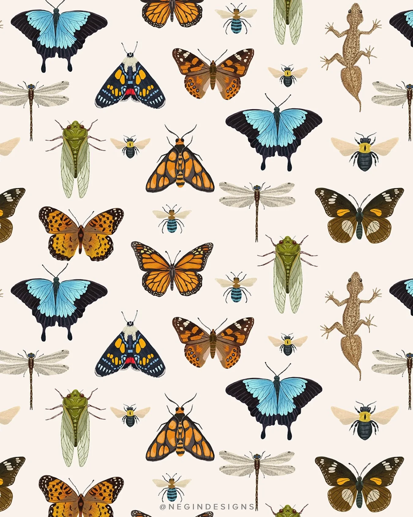 Bringing a bit of the wild indoors! 🐝🦋🦎 My Natural History pattern celebrates the charm of native Australian critters – bees, butterflies, and lizards – available on Spoonflower.🌿✨
.
#spoonflowerfabric #spoonflowerartist #printandpatt