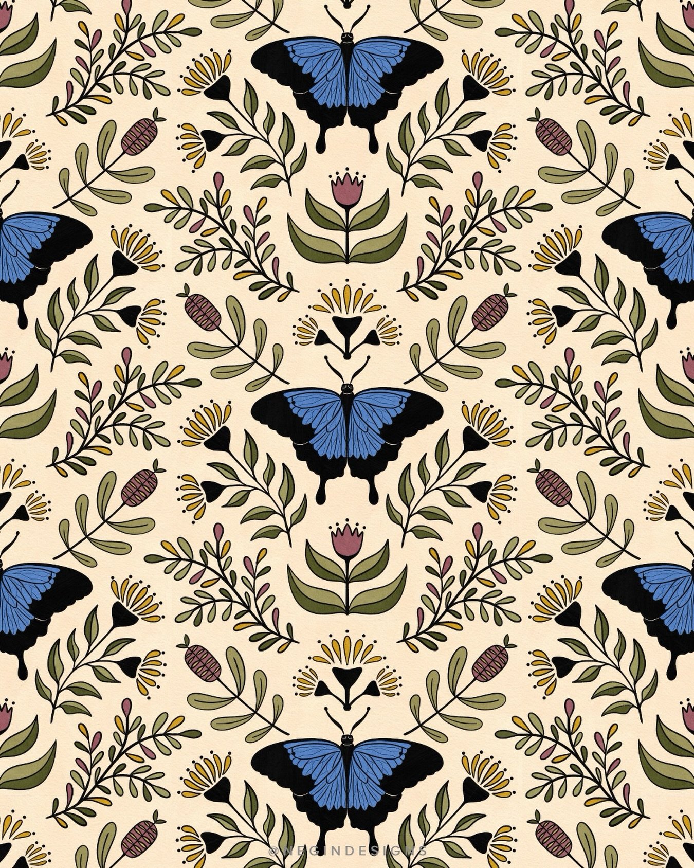 A pretty Aussie inspired folk pattern I did a while back. Happy Monday 🦋

#illustration #digitalillustration #procreate #australianartist #printmaker