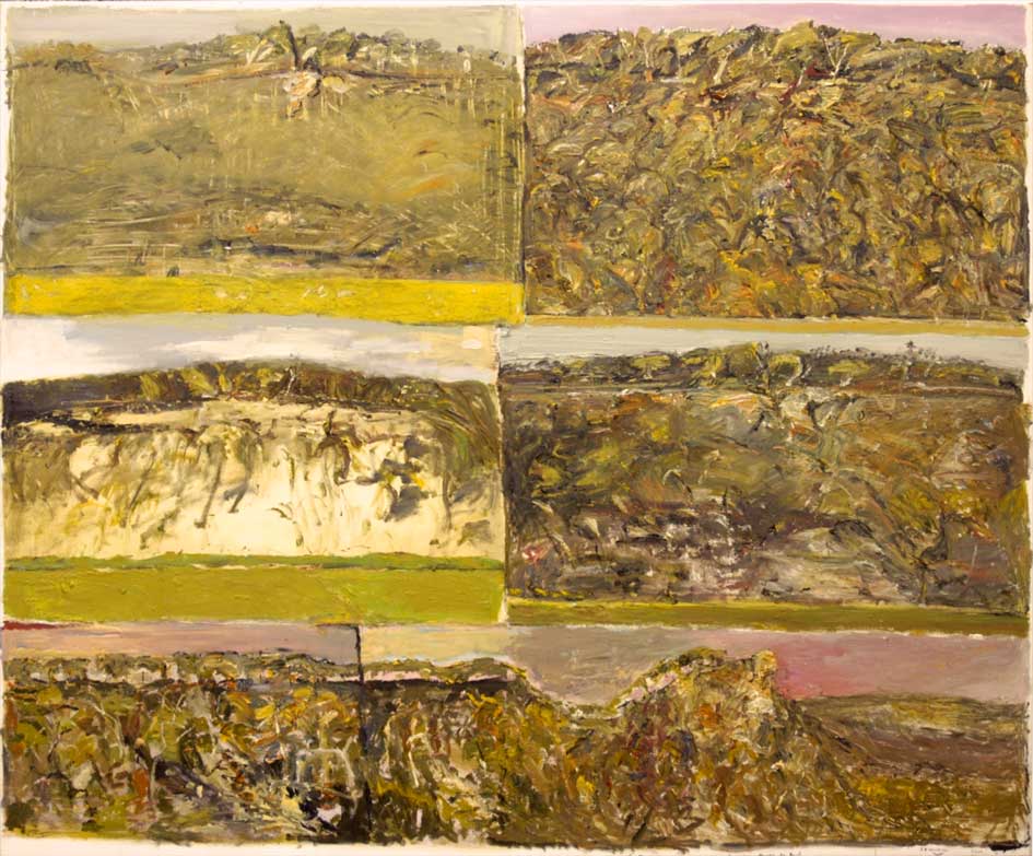 John R Walker Six Days at Bundanon and I Give Thanks to Boyd , 2001 oil on canvas 183 x 221 cm Image courtesy Utopia Gallery, Sydney © the artist