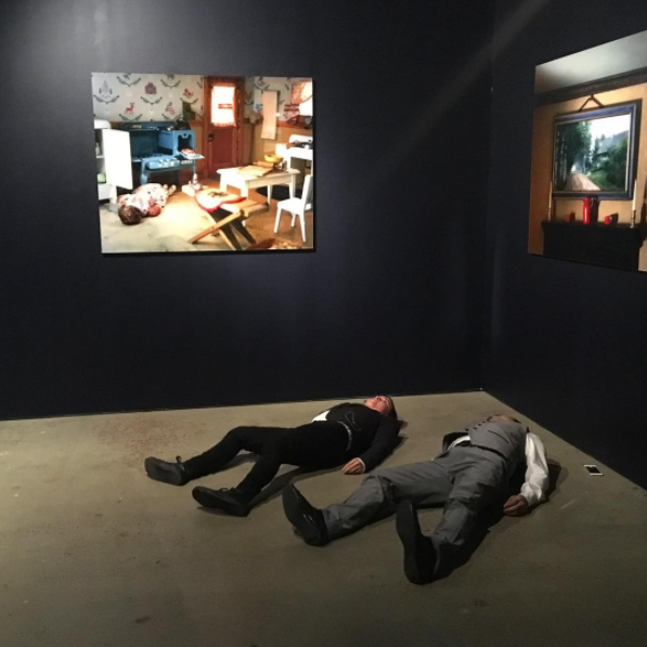 Ryuichi Fujimura and Kate Sherman performed in Corrine May Botz's images of The Nutshell Studies of Unexplained Deaths in A Working Model of the World at UNSW Galleries