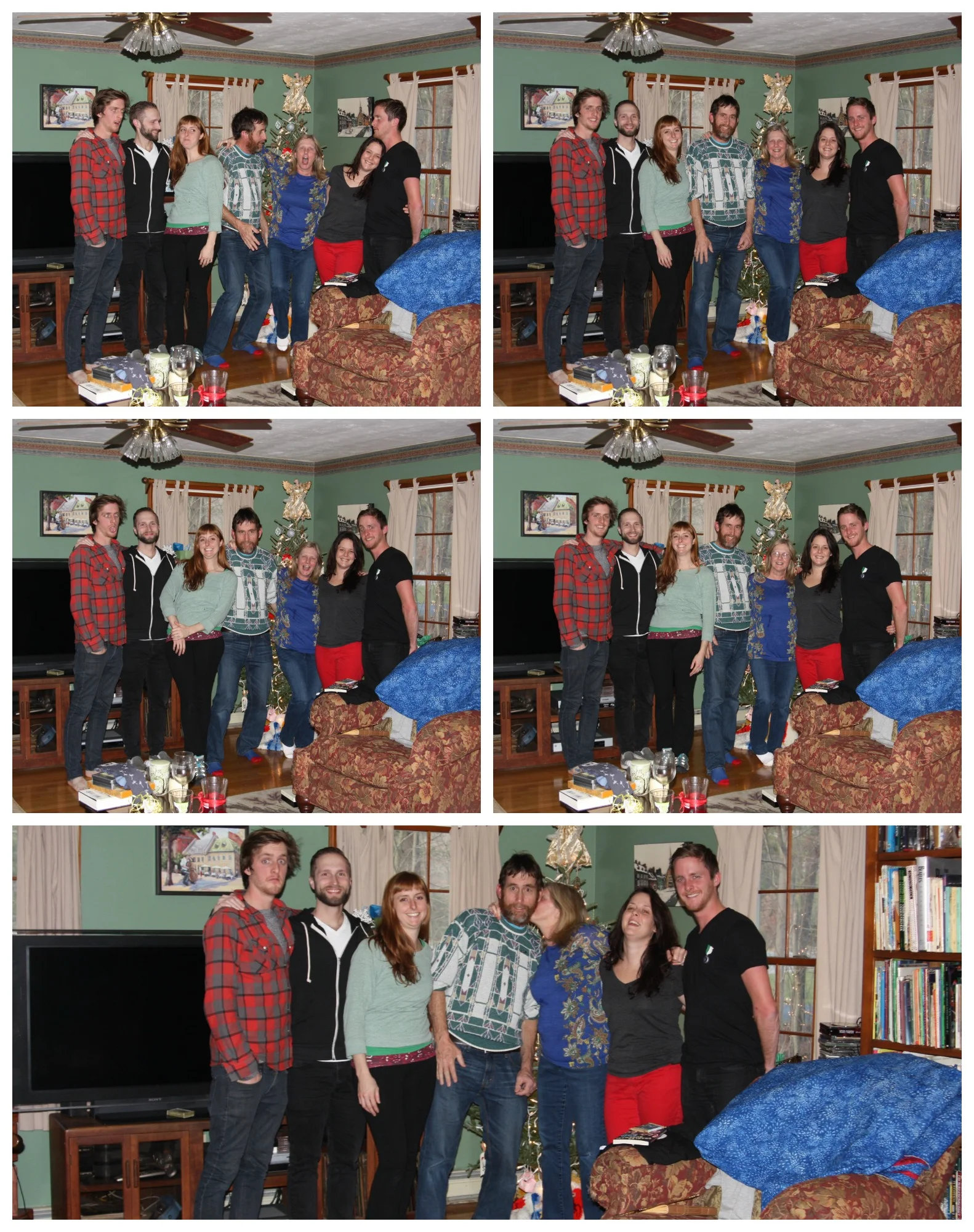 Family on Christmas post quilt unveiling! 