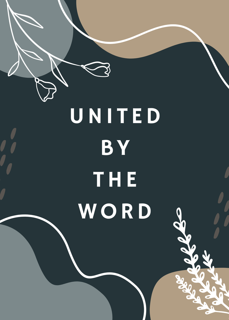 United by the Word — the original portrait artwork with botanical line drawings.