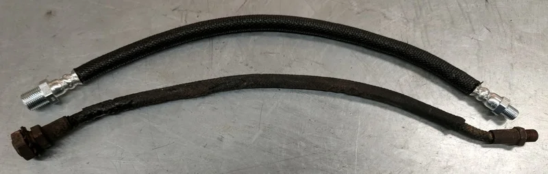 Old (bottom) vs New (top) brake hose