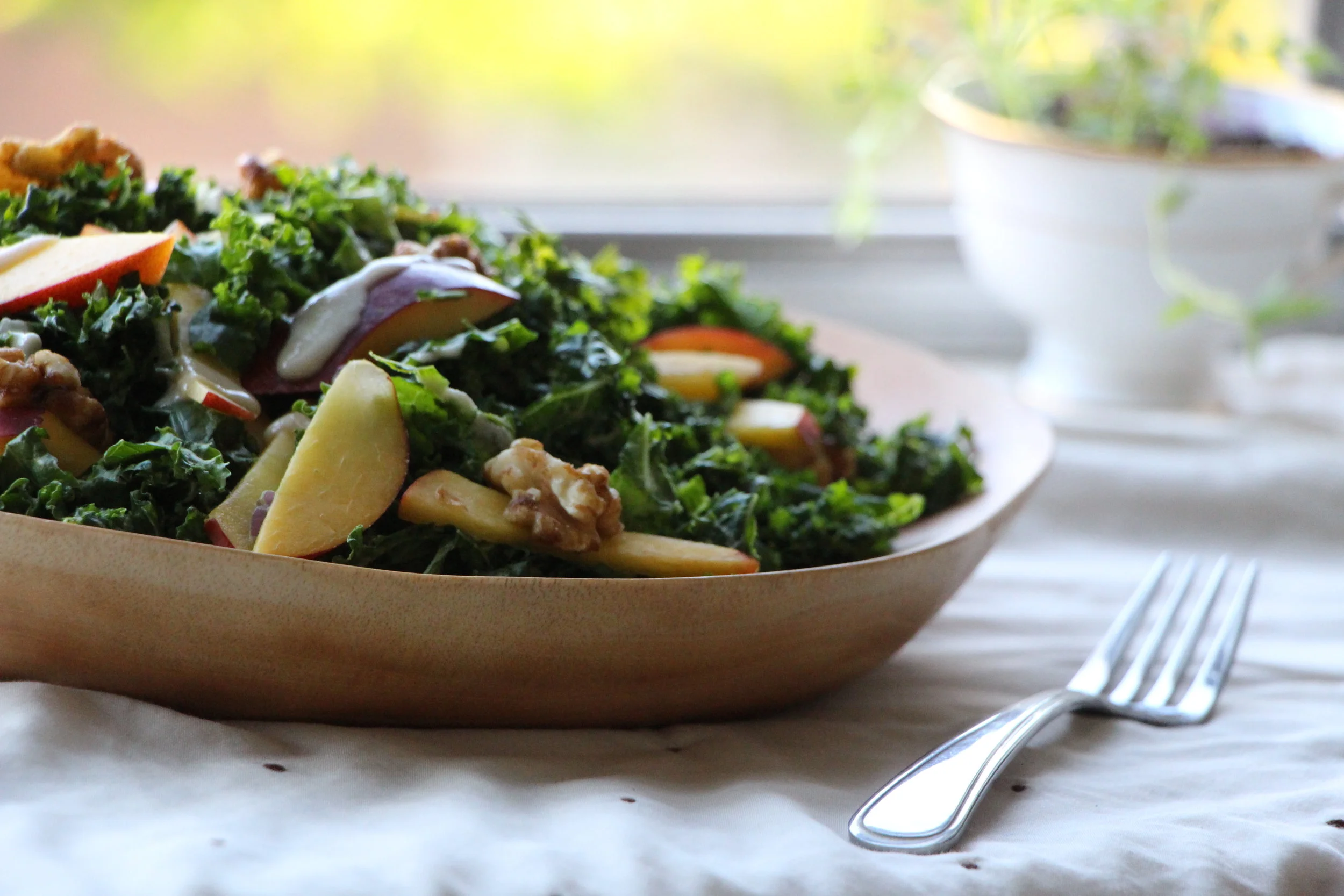 Spicy Kale Nectarine Salad