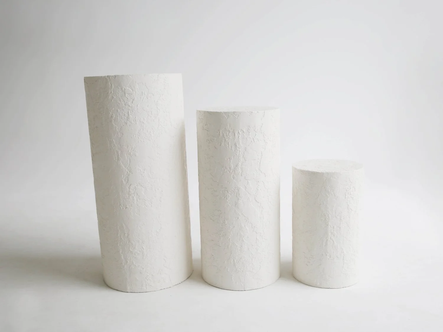 White Round Textured Plinths I $250 