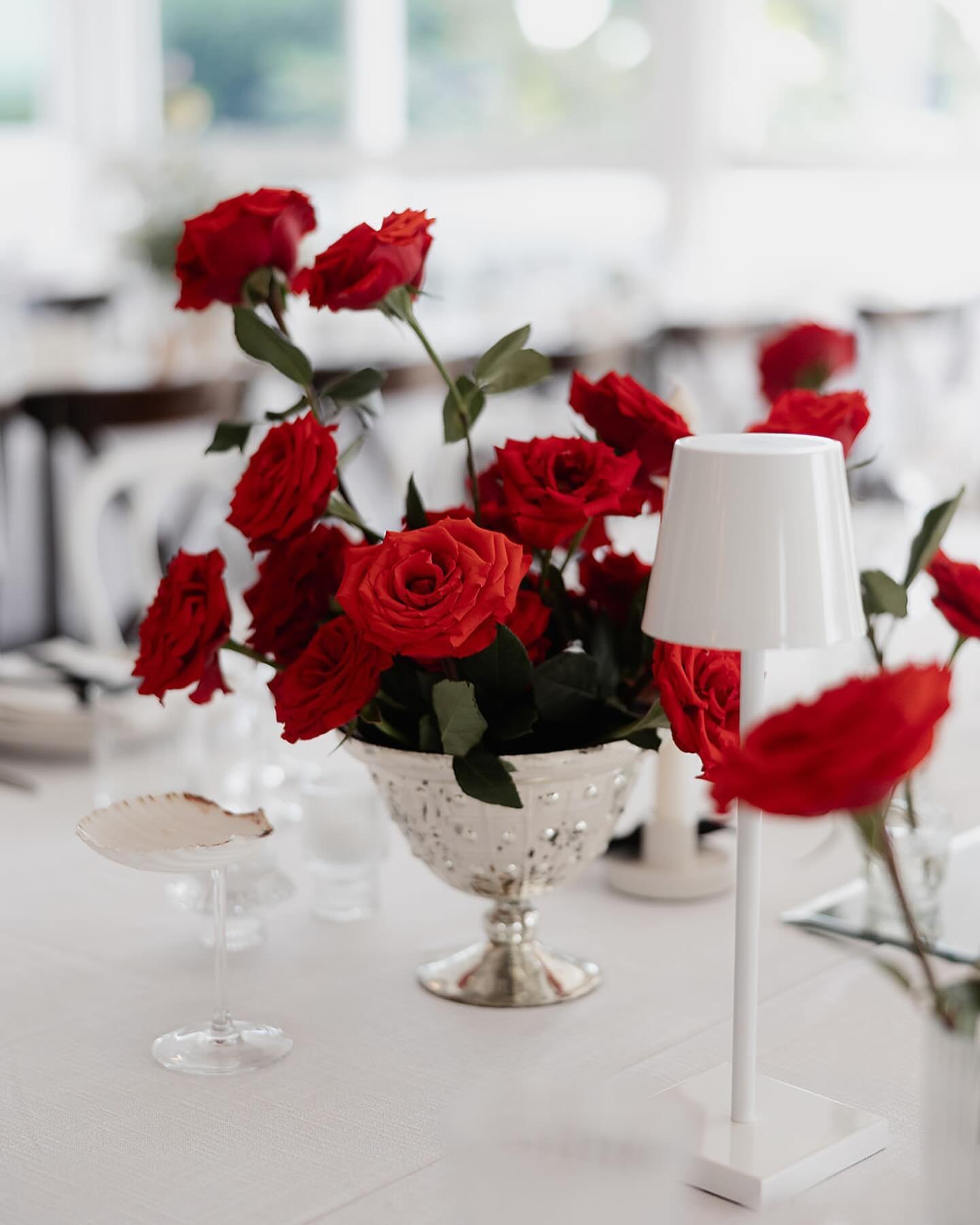 Cherry red, black velvet &amp; bows 🍒🍷&hearts;️ featuring our new range of white table lamps ✨

Planning @byronbayweddings 
Venue @figtreerestaurant 
Florist @theelectricrose 
Photographer @emmatkalcevicweddings 
Stationery @the.seasalter