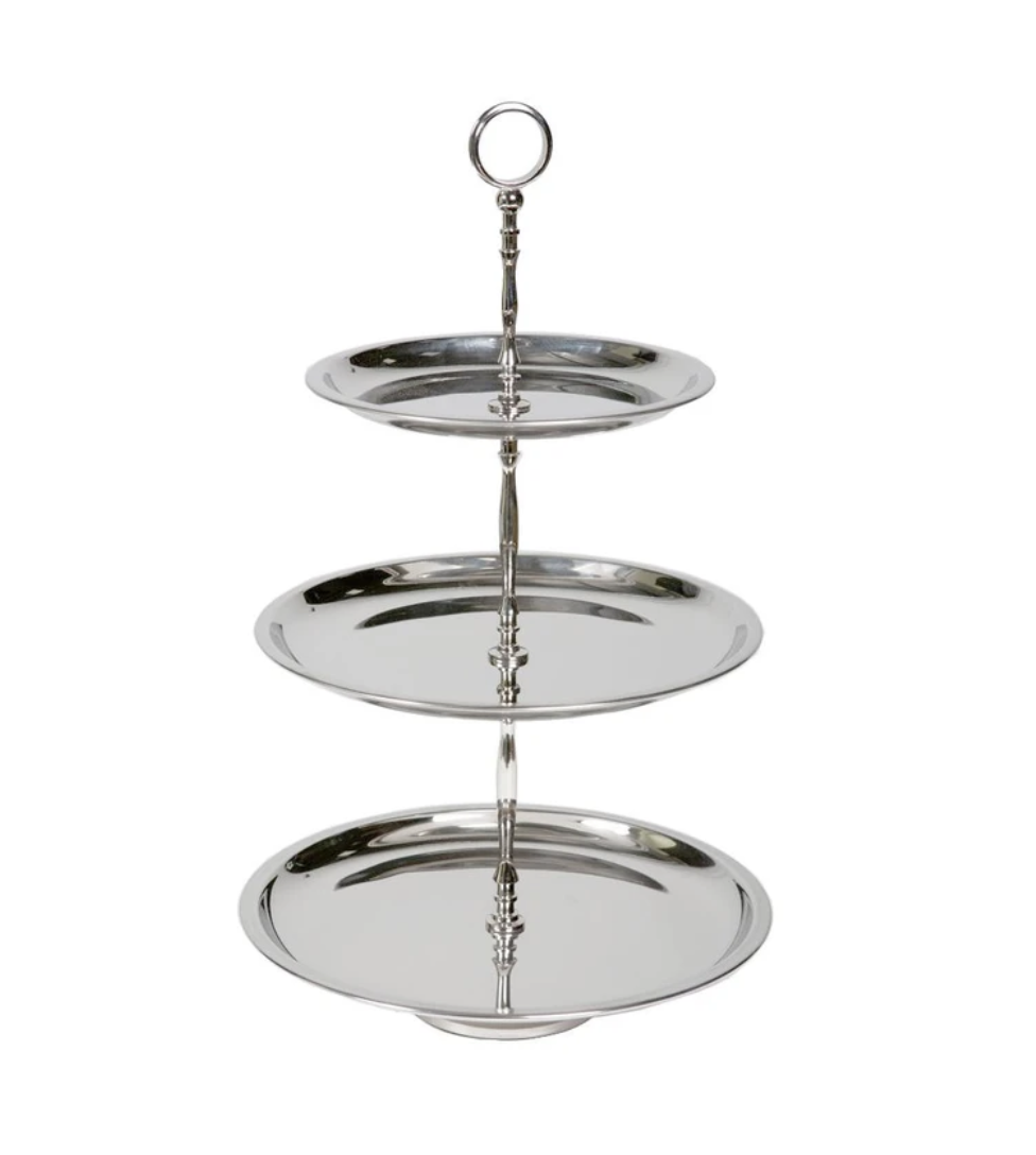 3 Tier Silver Cake Stand 52 cm H I $40 I Qty 1