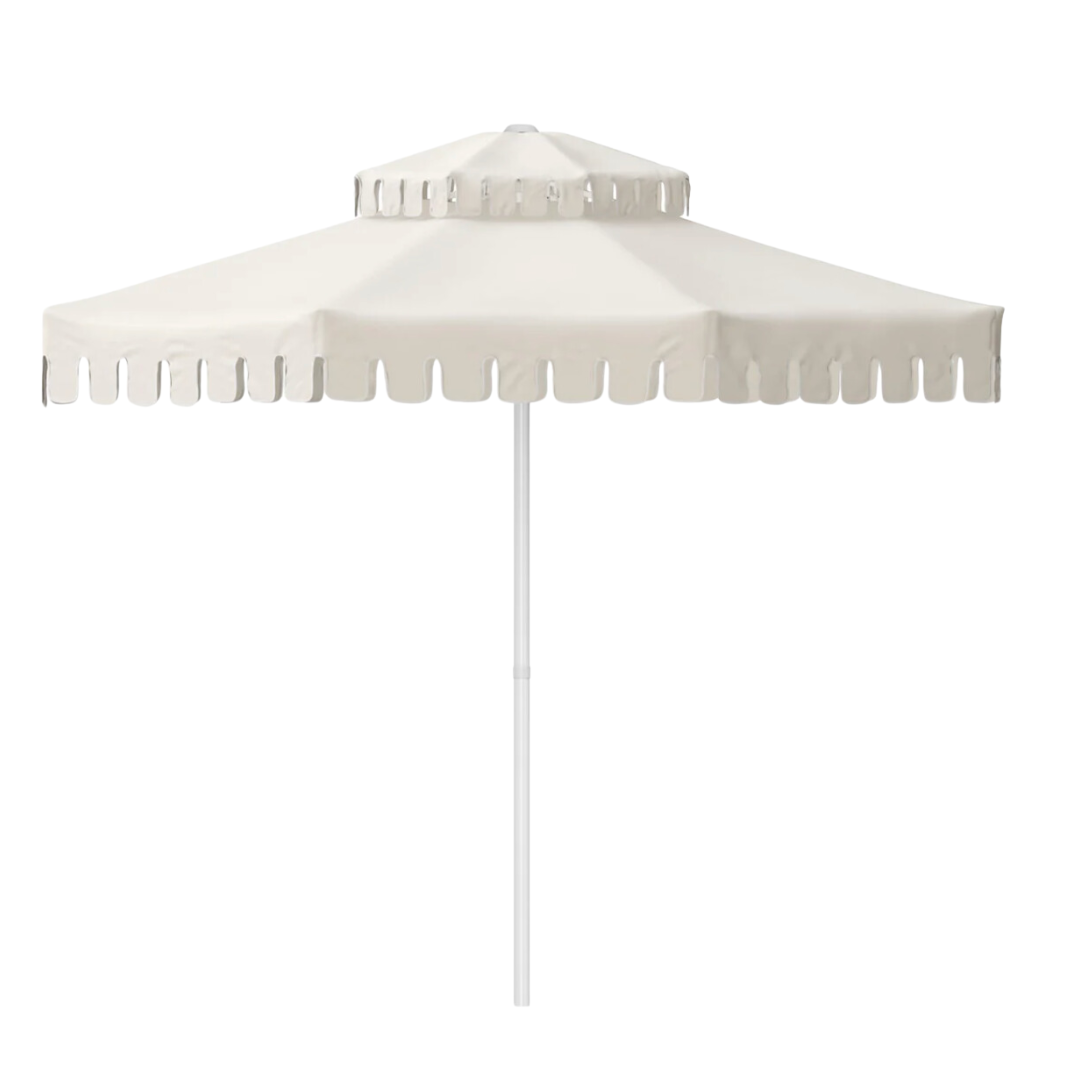 Ivory Scallop Umbrella + base $165ea I Qty 4 (Copy)
