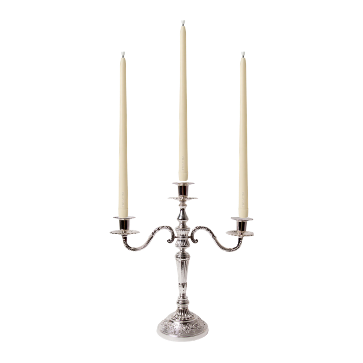 Antique Silver 3-Arm Candelabra with flameless candles | $60 set (Copy)