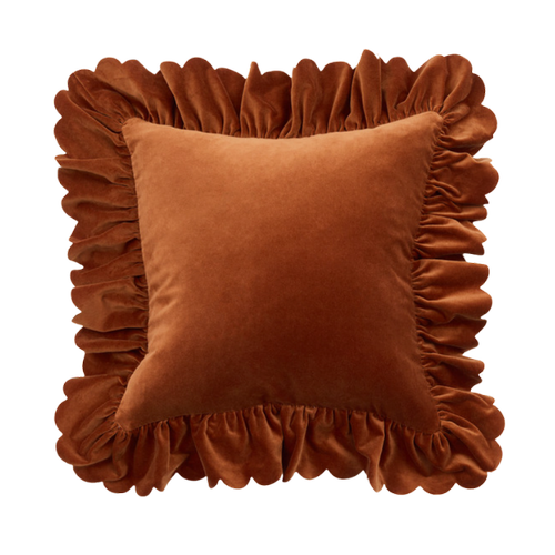 Rust Velvet Ruffle Cushion | $12ea | Qty 4
