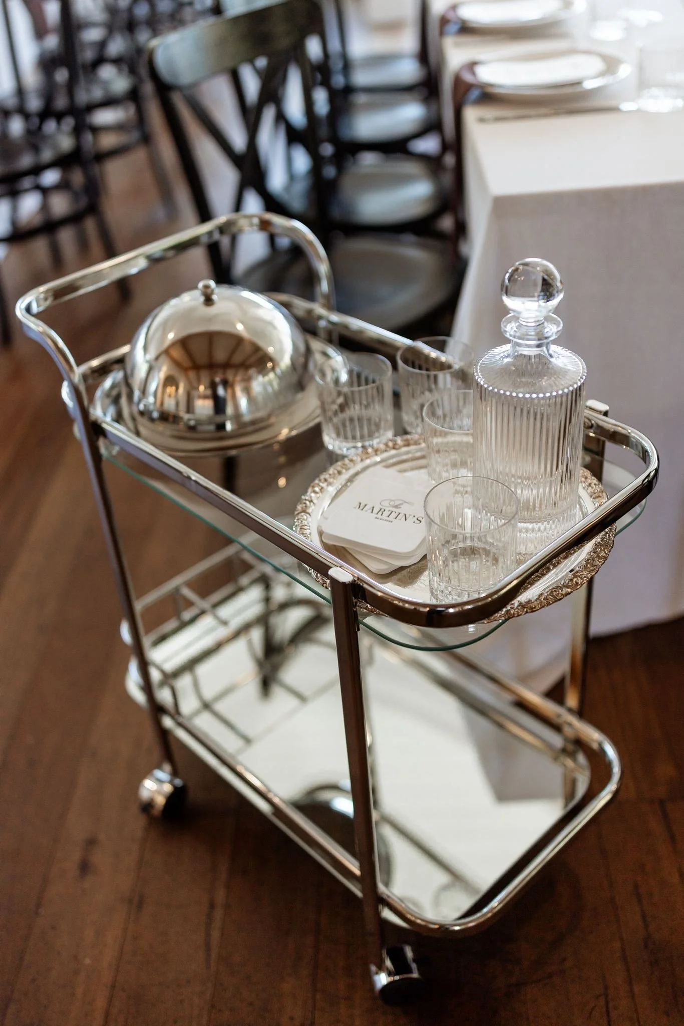 Silver Bar Cart | $120 | Qty 1 * accessories not included 