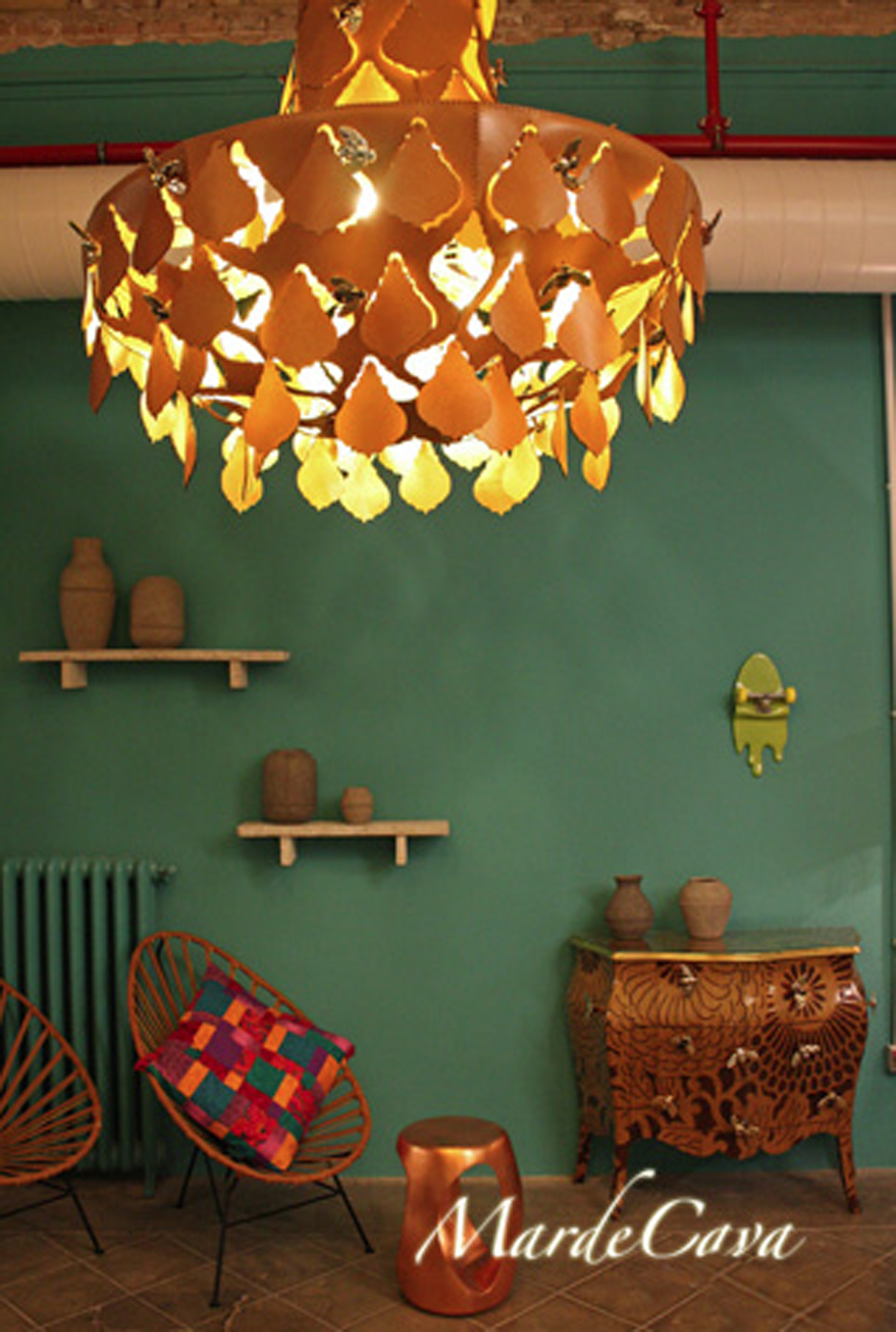 Napoleon leather chandelier, barcelona Spain.