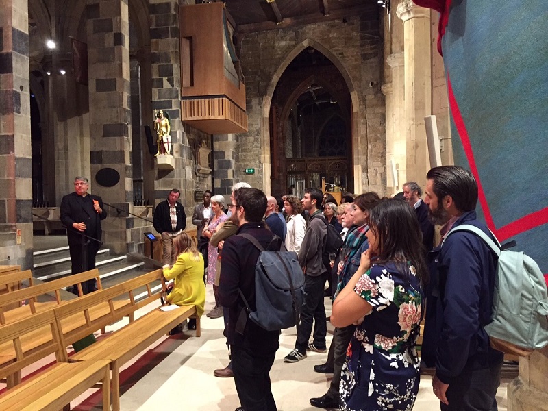 Peter Bradley, Dean of Sheffield Cathedral, gives a guided tour