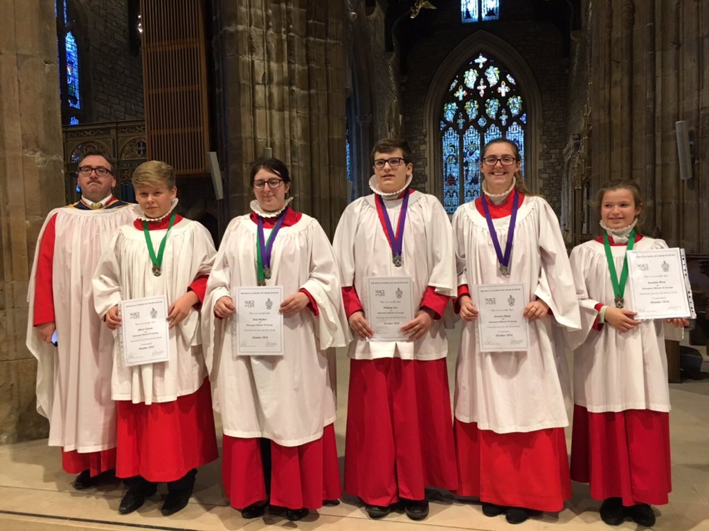 Five choristers from Doncaster Minster celebrate passing their Voice for Life exams.