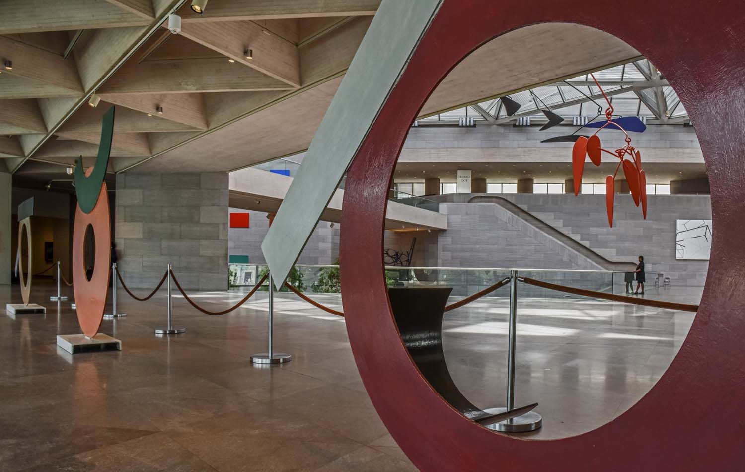  A trio of David Smith sculptures — Circle I, Circle III and Circle II — in the north window of the ground floor of the renovated museum. (Bill O'Leary/The Washington Post) 