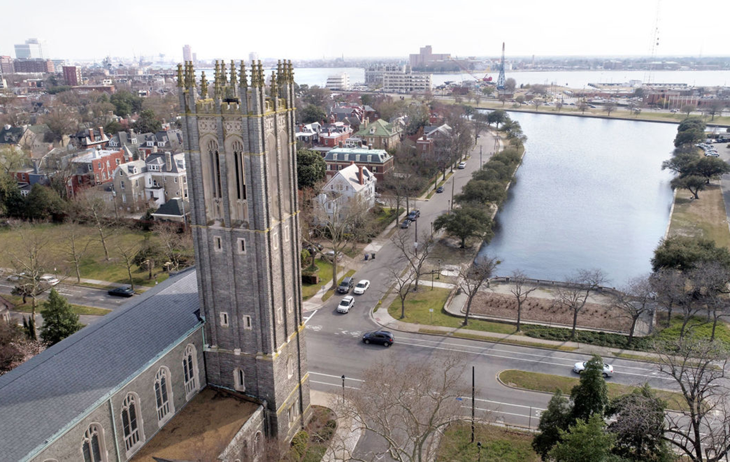 Christ &amp; St. Luke's Episcopal Church in Norfolk stands just across the street from the flood-prone Hague. 