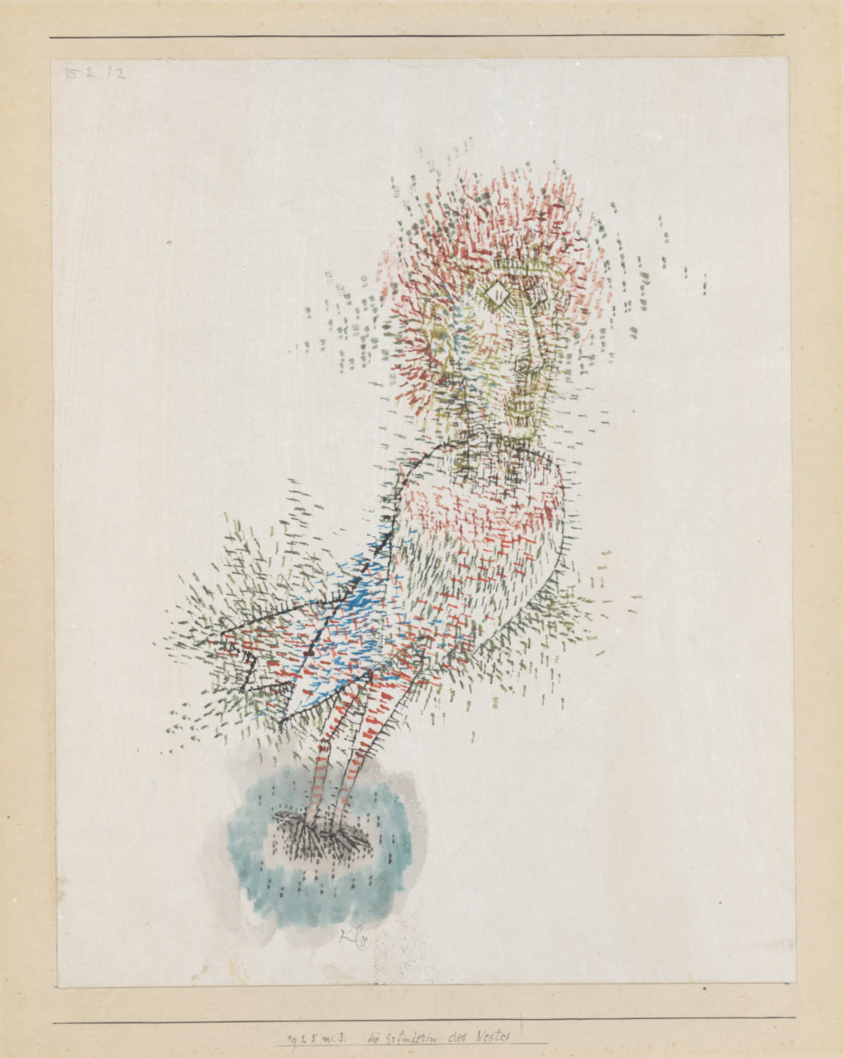 Paul Klee, die Erfinderin des Nestes , 1925, 33, The Inventress of the Nest watercolour on primed paper on cardboard, 27,6 x 22 cm, Zentrum Paul Klee, Bern, Leihgabe aus Privatbesitz © Zentrum Paul Klee, Bern, Bildarchiv