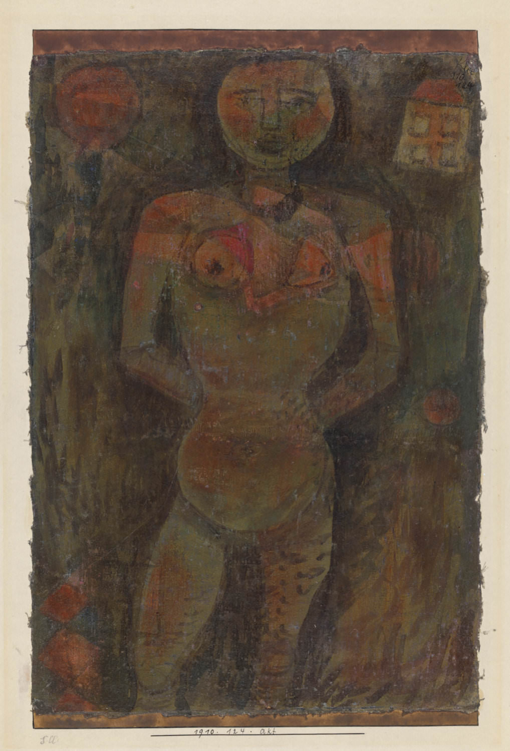 Paul Klee, Akt, 1910, 124, Nude, oil on muslin on cardboard, 38,9 x 25 cm, Zentrum Paul Klee, Bern © Zentrum Paul Klee, Bern, Bildarchiv
