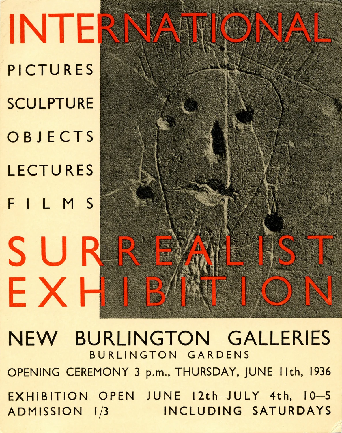 Abb. 2: Einladungskarte: The International Surrealist Exhibition. New Burlington Galleries, London 1936, Zentrum Paul Klee, Bern, Schenkung Familie Klee © Zentrum Paul Klee, Bildarchiv