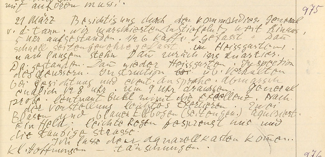 Abb. 7 Paul Klee, Tagebuch IV, Nr. 975, Landshut 1916 / März, Zentrum Paul Klee, Bern © Zentrum Paul Klee, Bern, Bildarchiv