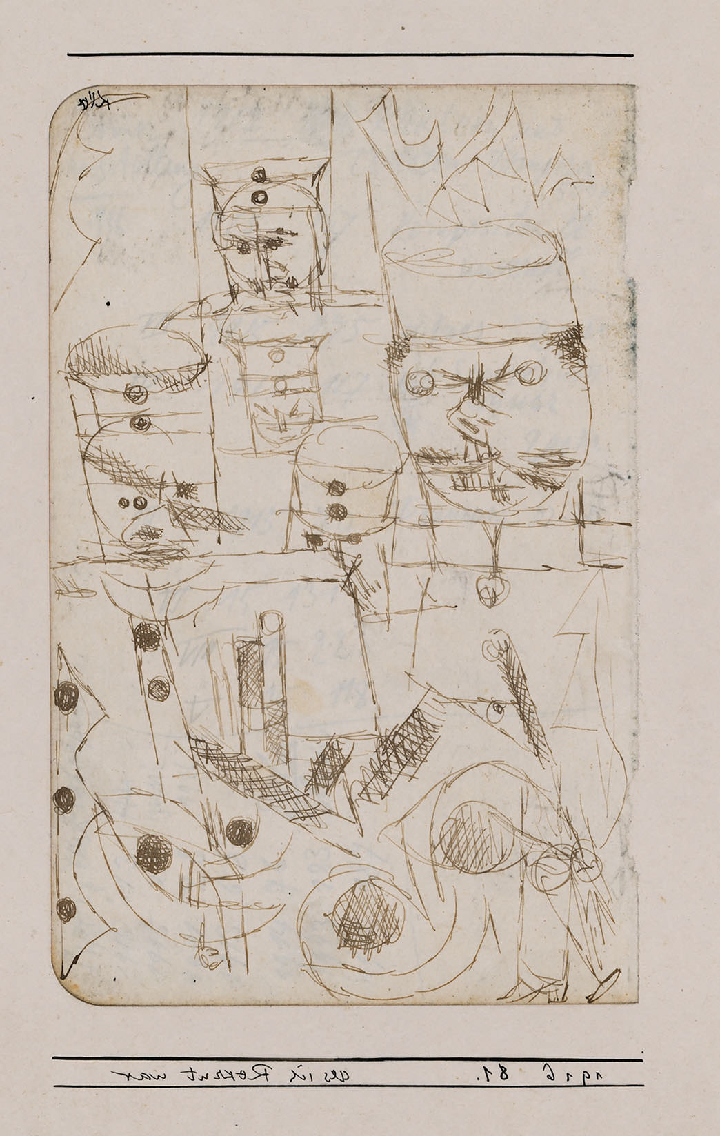 Abb. 11 Paul Klee, als ich Rekrut war, 1916, 81 , Feder auf Papier auf Karton , 17,3 x 11 cm (s. Abb. 9), seitenverkehrt, Zentrum Paul Klee, Bern, Schenkung Livia Klee ©Zentrum Paul Klee, Bern, Bildarchiv