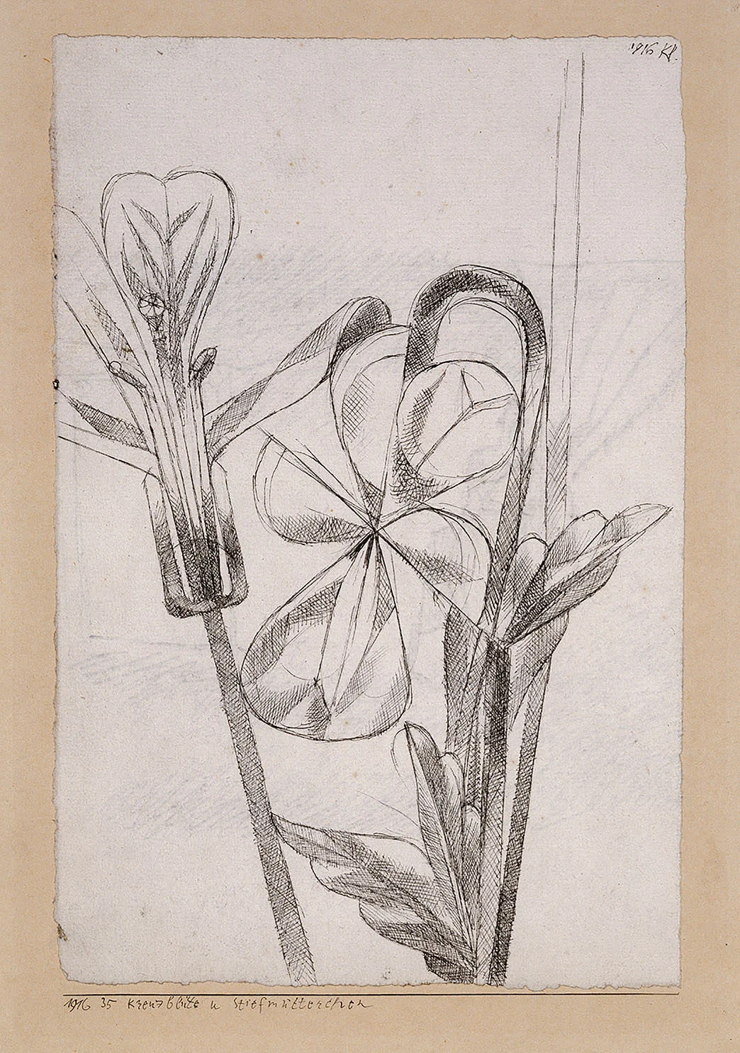 Abb. 47 Paul Klee, Kreuzblüte u Stiefmütterchen, 1916, 35 , Feder auf Papier auf Karton , 23,9 x 15,9 cm, Kunstmuseum Basel, Kupferstichkabinett ©Kunstmuseum Basel, Martin P. Bühler