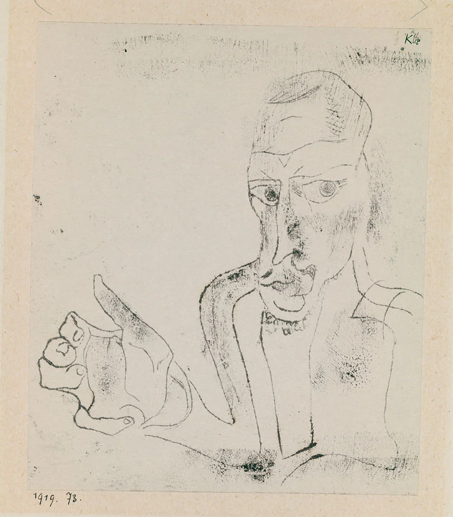 Abb. 3 Paul Klee Abwägender Künstler, 1919, 73, Ölpause auf Papier auf Karton, 19,7 x 16,6 cm, Zentrum Paul Klee, Bern, Schenkung Livia Klee © Zentrum Paul Klee, Bern, Bildarchiv