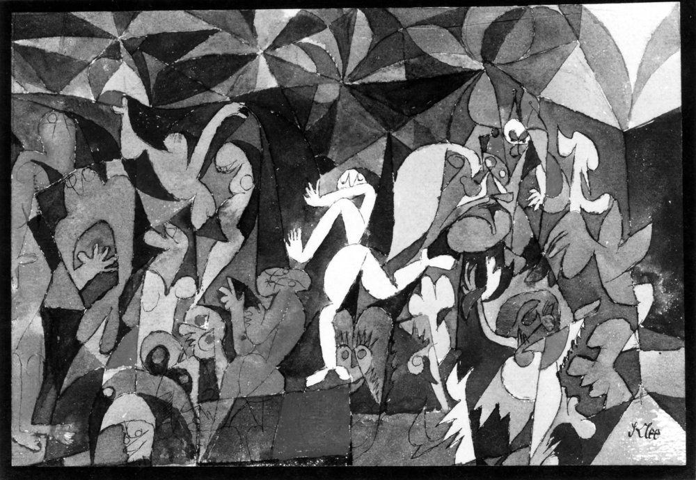  fig. 6 Paul Klee,  bunte Menschen  [Colourful People], 1914, 52, Aquarell auf Papier, 13.8 x 20.4 cm, Location unknown, Photo by Adolf Studly (?), ©Zentrum Paul Klee, Bern, Bildarchiv 