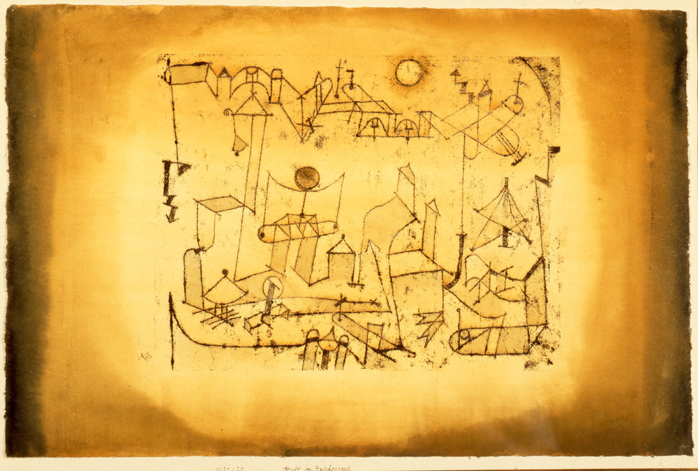  fig. 8 Paul Klee,  Stadt im Zwischenreich  [City in the Intermediate Realm], 1921, 25, oil transfer drawing and watercolour on paper on cardboard, 31,3 x 48 cm, Columbus Museum of Art, Sirak Collection, © Columbus Museum of Art 