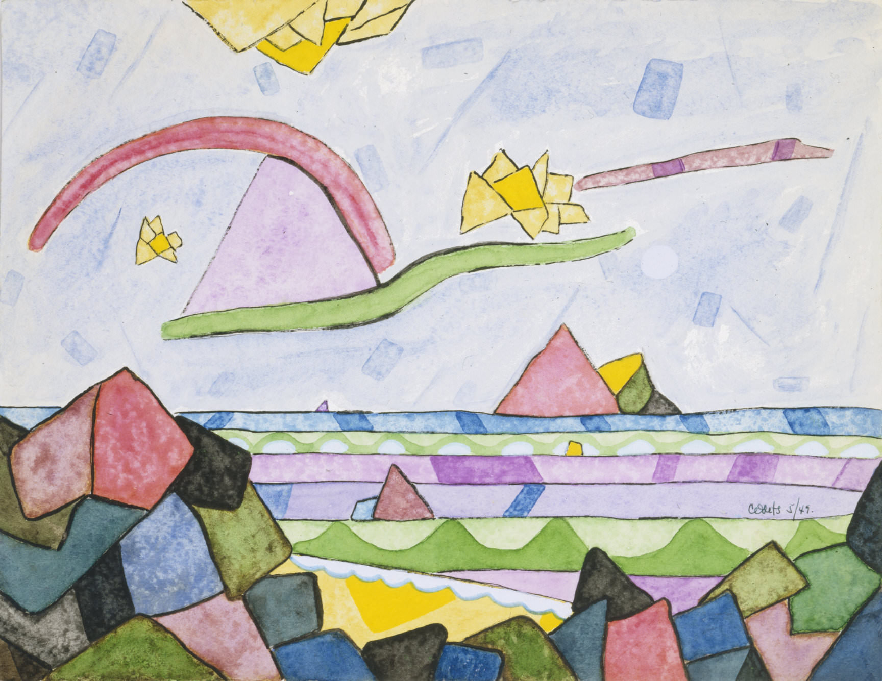  fig. 16 Clifforfd Odets,  Sea, Rocks, and Clouds , 1949, watercolor, ink and gouache on paper, 25.4 x 32.7 cm, signed and dated, Courtesy of Michael Rosenfeld Gallery LLC, New York, NY, © Walt Odets 