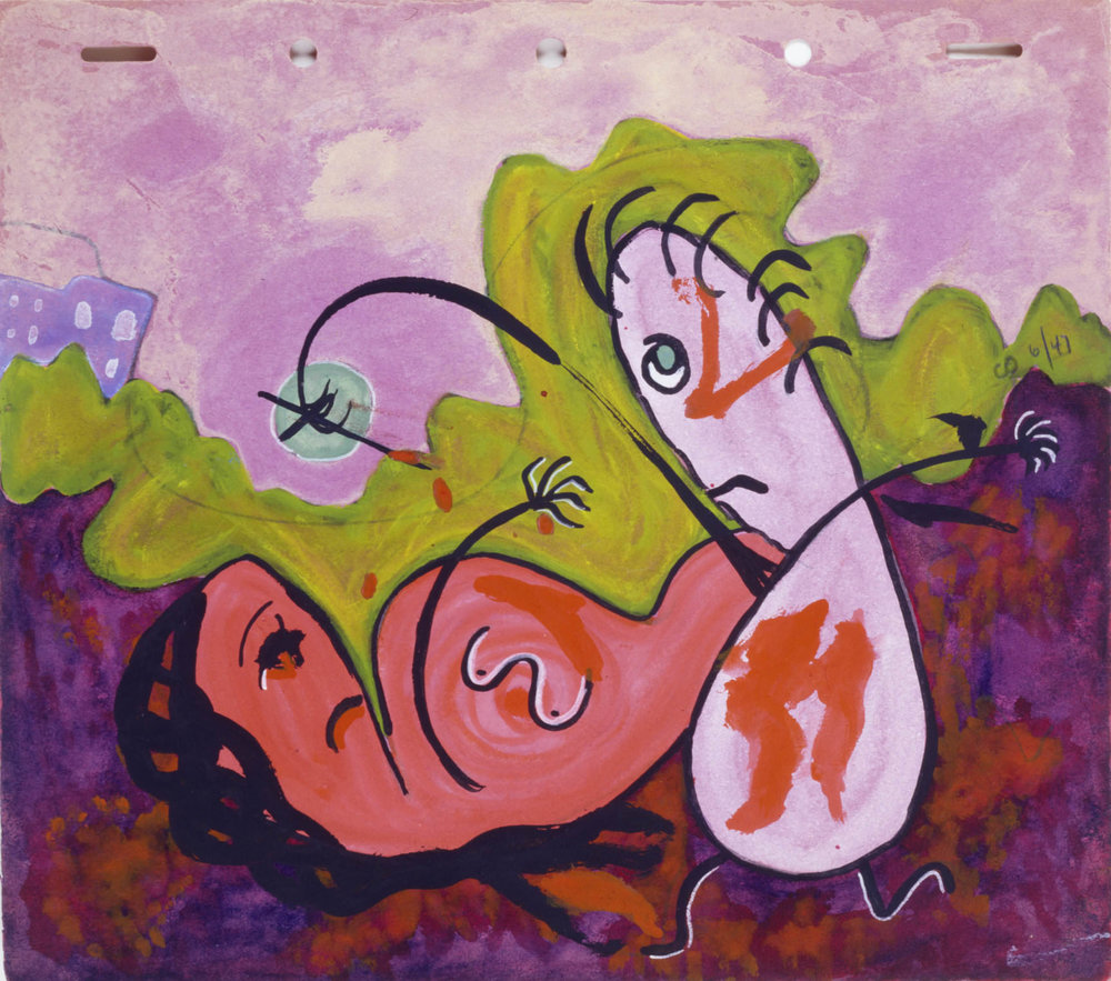  fig. 19 Clifforfd Odets,  Crime of Passion (2) , June 1947, watercolor, gouache and ink on purple paper , 20.3 x 22.9 cm&nbsp; , signed and dated, Private Collection; Courtesy of Michael Rosenfeld Gallery LLC, New York, NY, © Walt Odets 