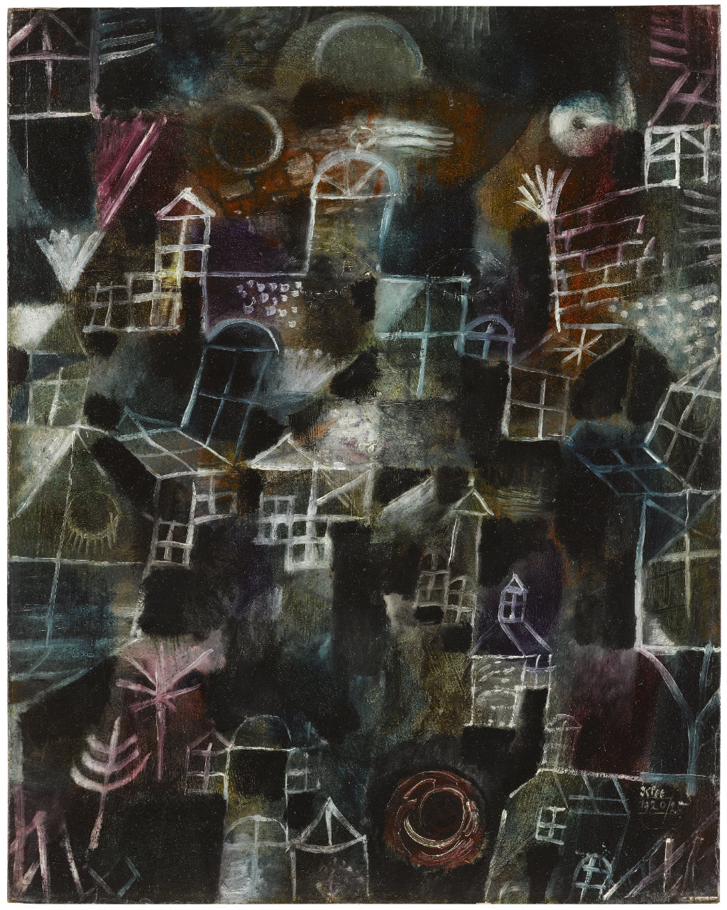 Kunstkarte Paul Klee Angst hinter Fenster 