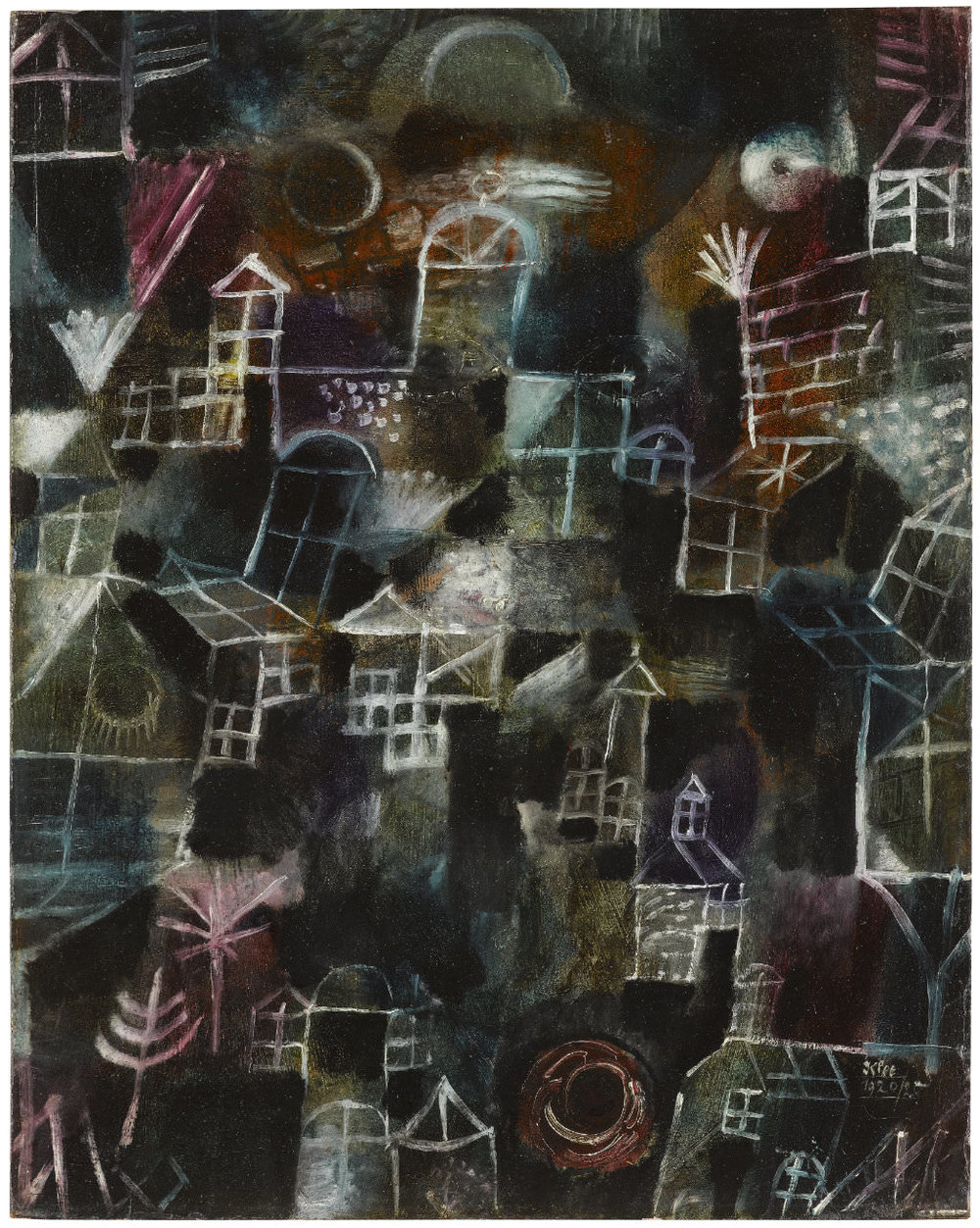  Abb. 25  Paul Klee   Rhythmus der Fenster,  1920, 20,&nbsp;  Öl auf Karton (auf Holz aufgezogen), 51,5 x 41,3 cm, Staatsgalerie Stuttgart  © Staatsgalerie Stuttgart 