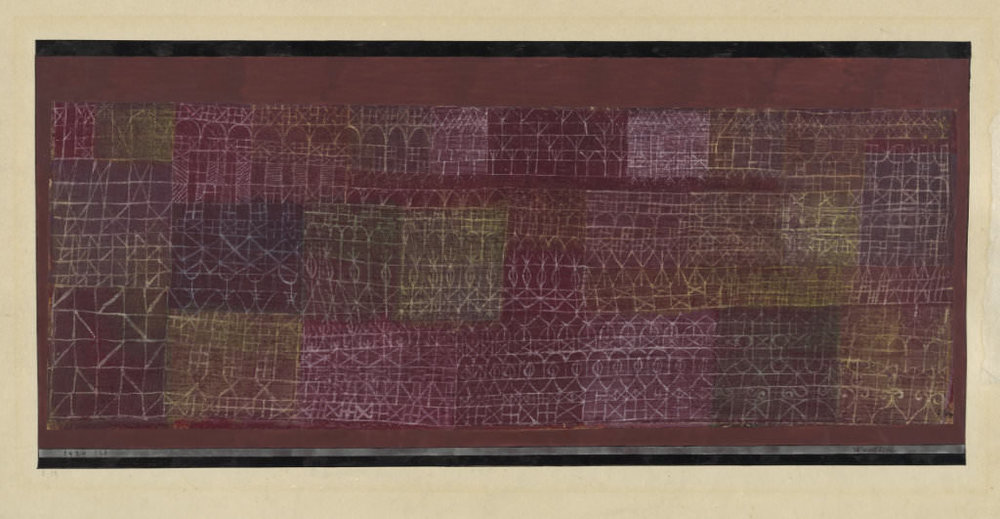  Abb. 4 Paul Klee,  Wandbild , 1924, 128, Aquarell auf Grundierung auf Nesseltuch auf Papier auf Karton, 25,4 x 55 cm, Zentrum Paul Klee, Bern, Schenkung Familie Klee, © Zentrum Paul Klee, Bern, Bildarchiv. 