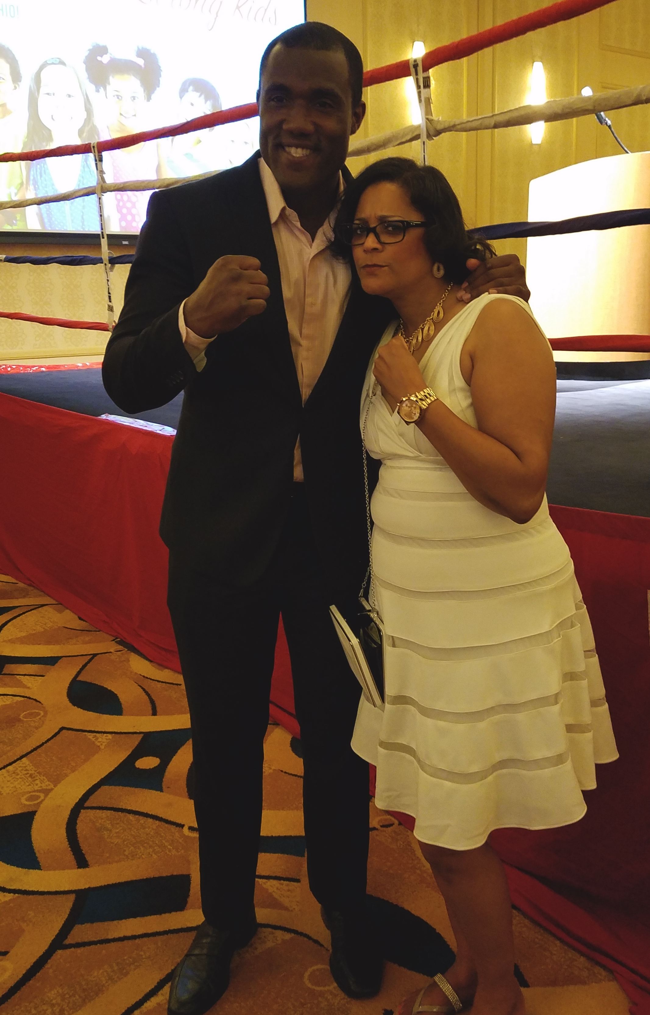 Laverne mugs with George Foreman III, featured speaker at Homeport's "Strong Kids in Safe Neighborhoods" fund-raiser in April.