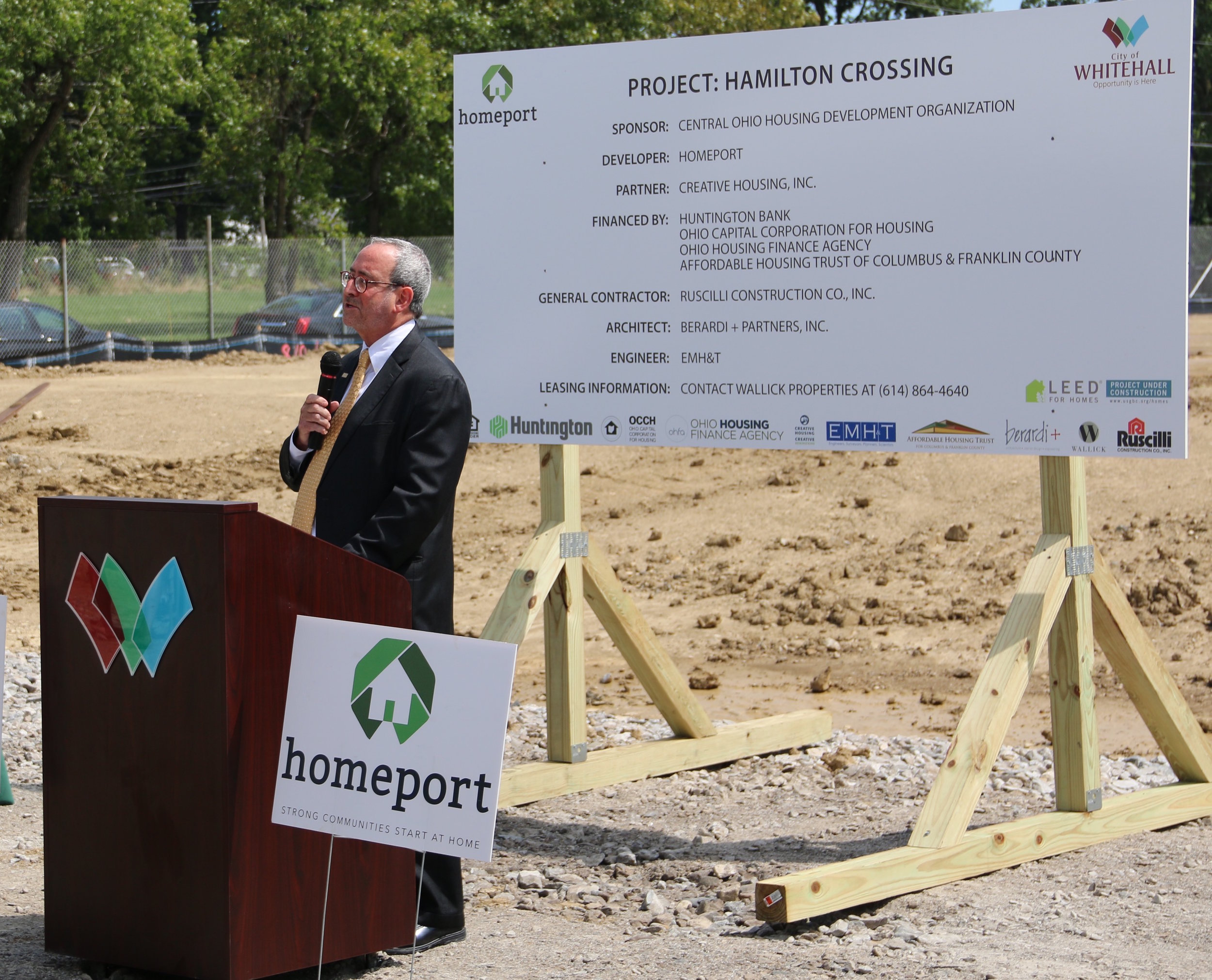Hal Keller at recent groundbreaking for Homeport's Hamilton Crossing senior community in Whitehall.