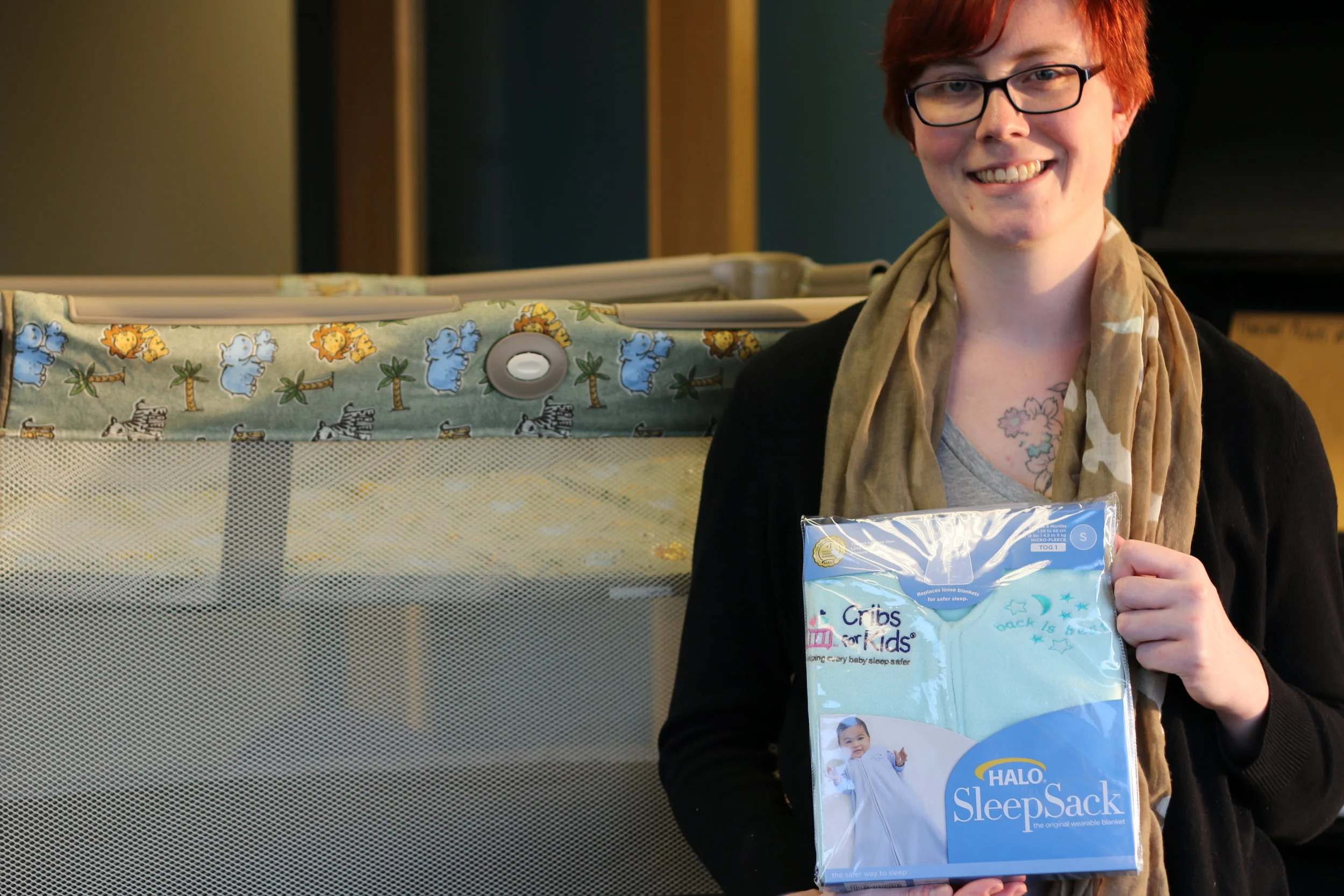 Homeport's Jill Guinan and infant safety package