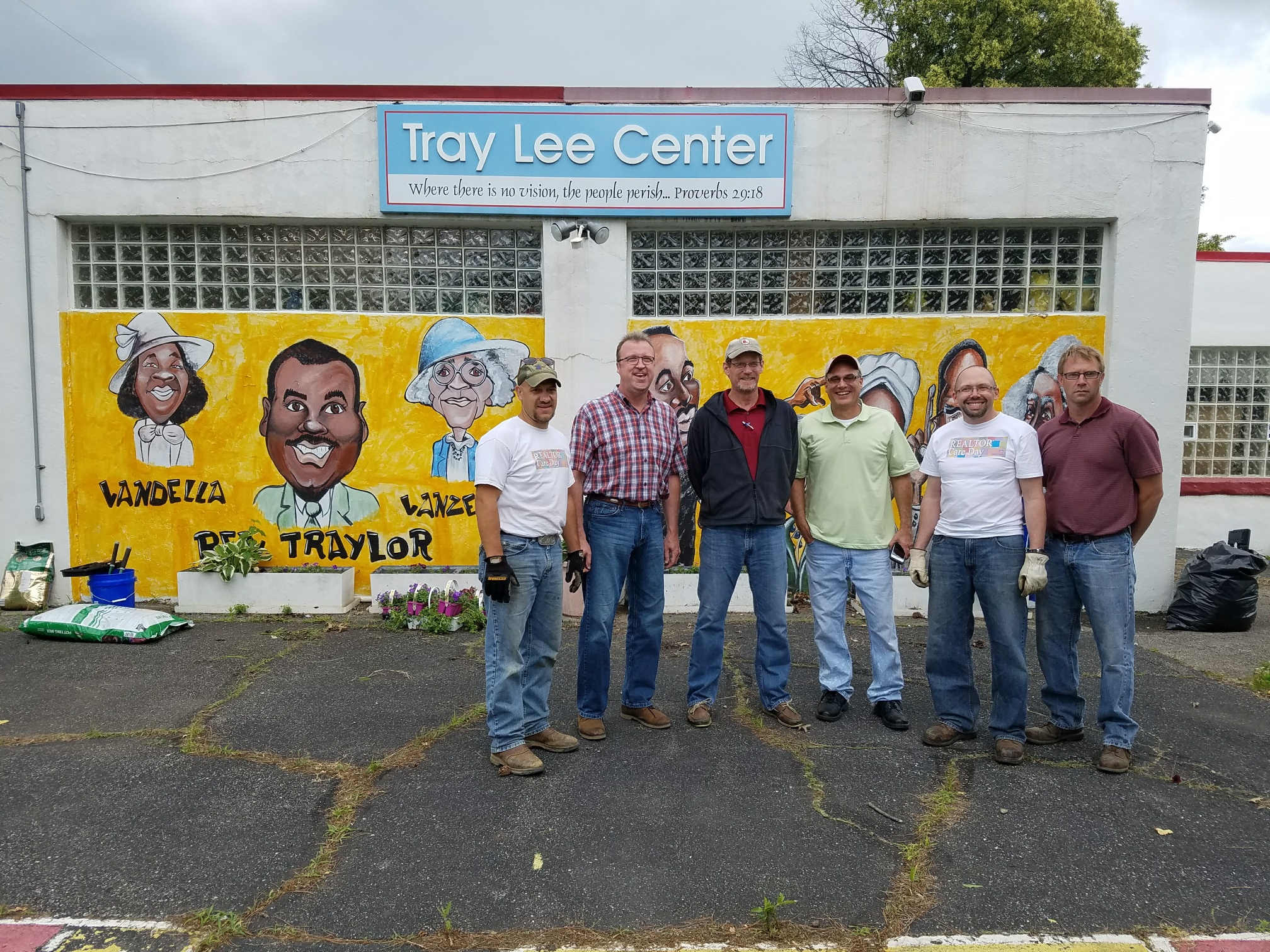 CCIIR members power washed the rear walls of the Tray Lee Center at American Addition. They also cleared the lot of nuisance trees.