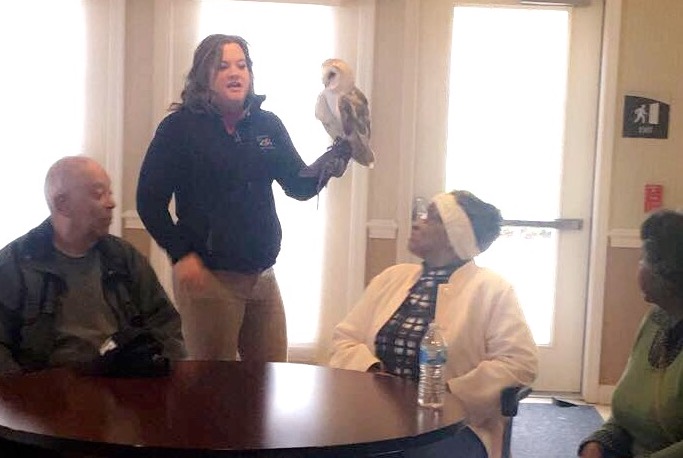 Elim residents learned about an owl.