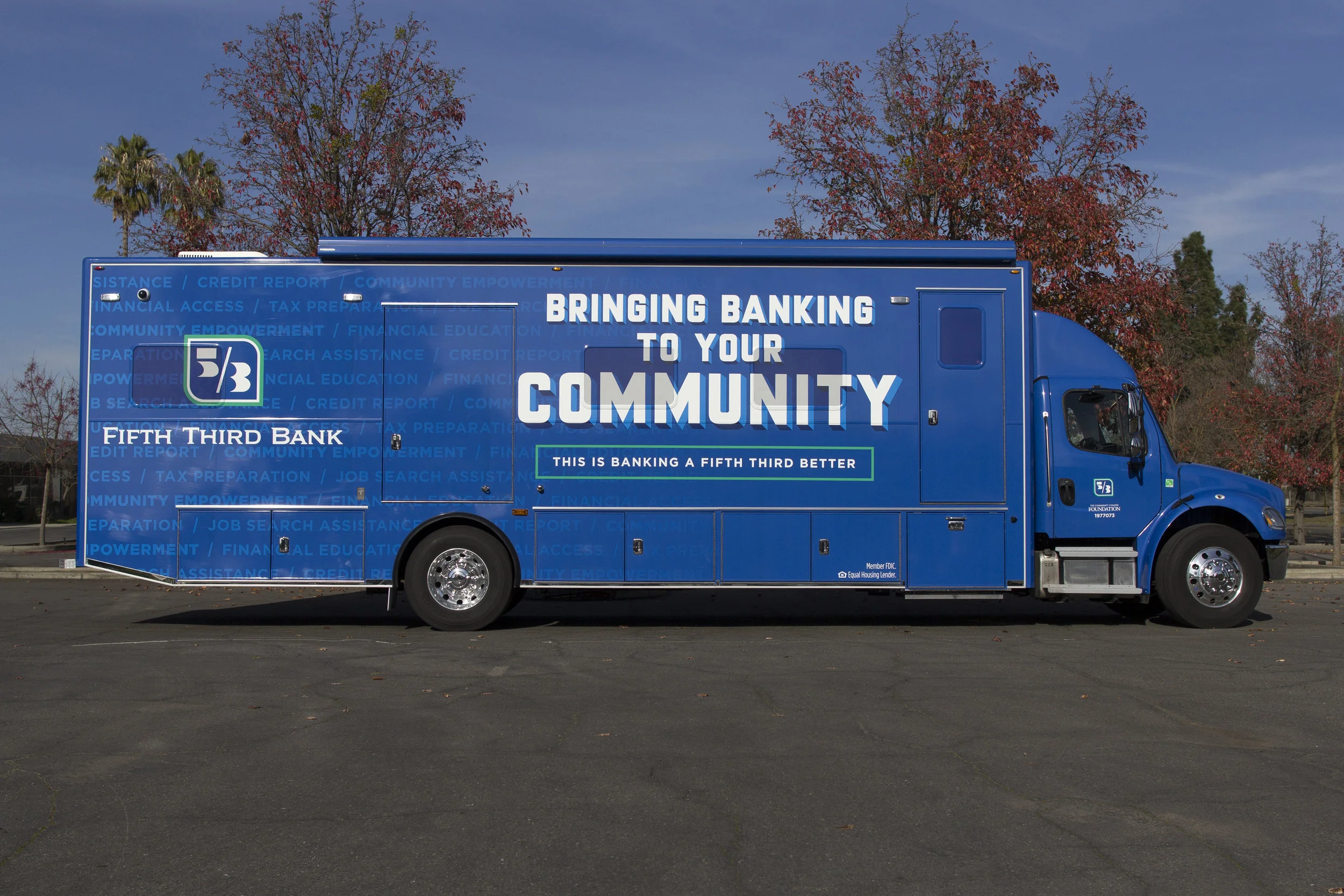 Fifth Third E-Bus travels to different communities to help educate and serve the community on financial matters.