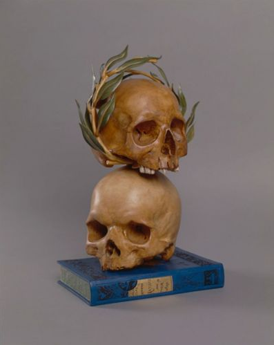 Their Distant Voices, 1883 , 16 1/2 x 7 1/4 x 9 1/4 inches, oil painted carved wood sculpture, 2001