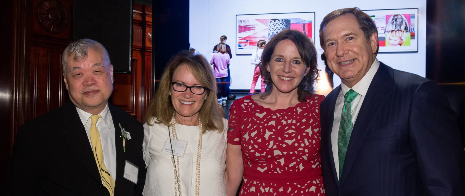 Dieu Donné honoree Paul Wong, Founder & Co-Chair Susan Gosin, Executive Director Kathleen Flynn, and honoree Jordan D. Schnitzer at the Annual Benefit and Auction, 2016. Photo credit: Etienne Frossard