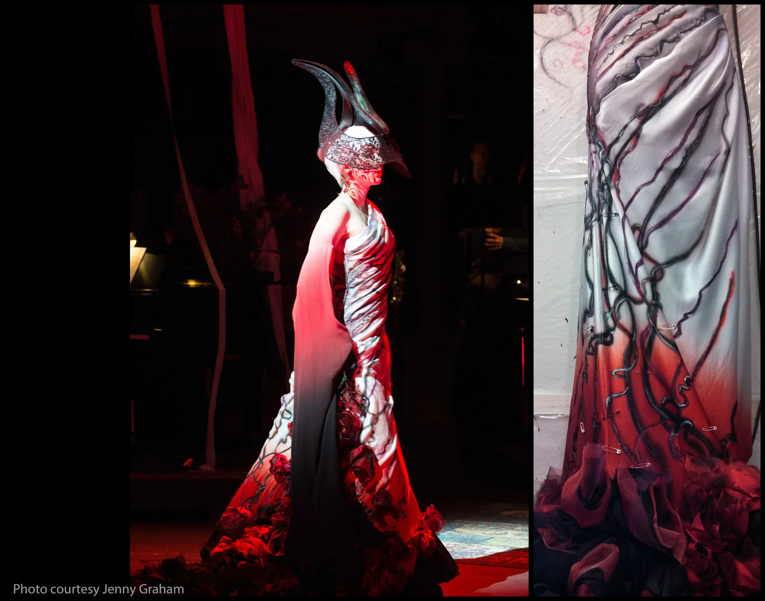 Ombre dye and airbrushing for The Witch's Mother in Into The Woods