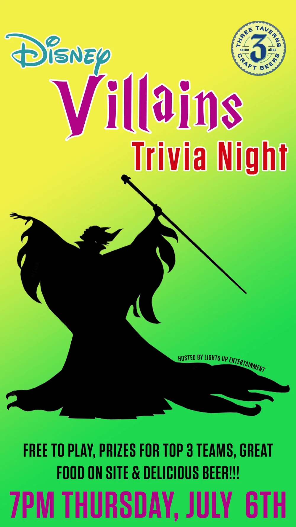 Disney Villains Trivia + Fish and Chix pop up — Three Taverns Brewery